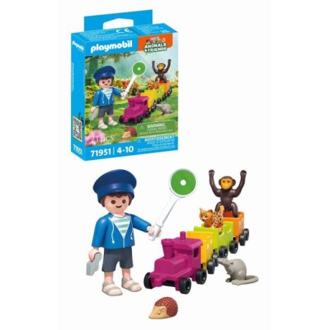 Playmobil - Jucarie de rol Plimbarea animalelor cu locomotiva - imagine 7